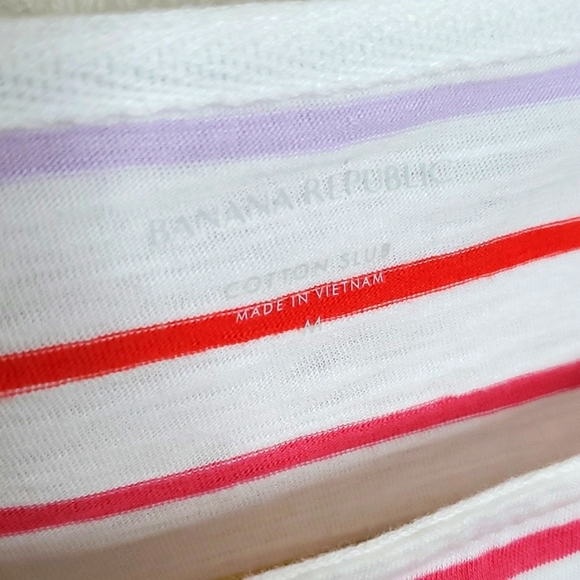 Banana Republic Spring Summer Long Sleeve Rainbow Stripe Shirt Size Medium - Picture 3 of 7